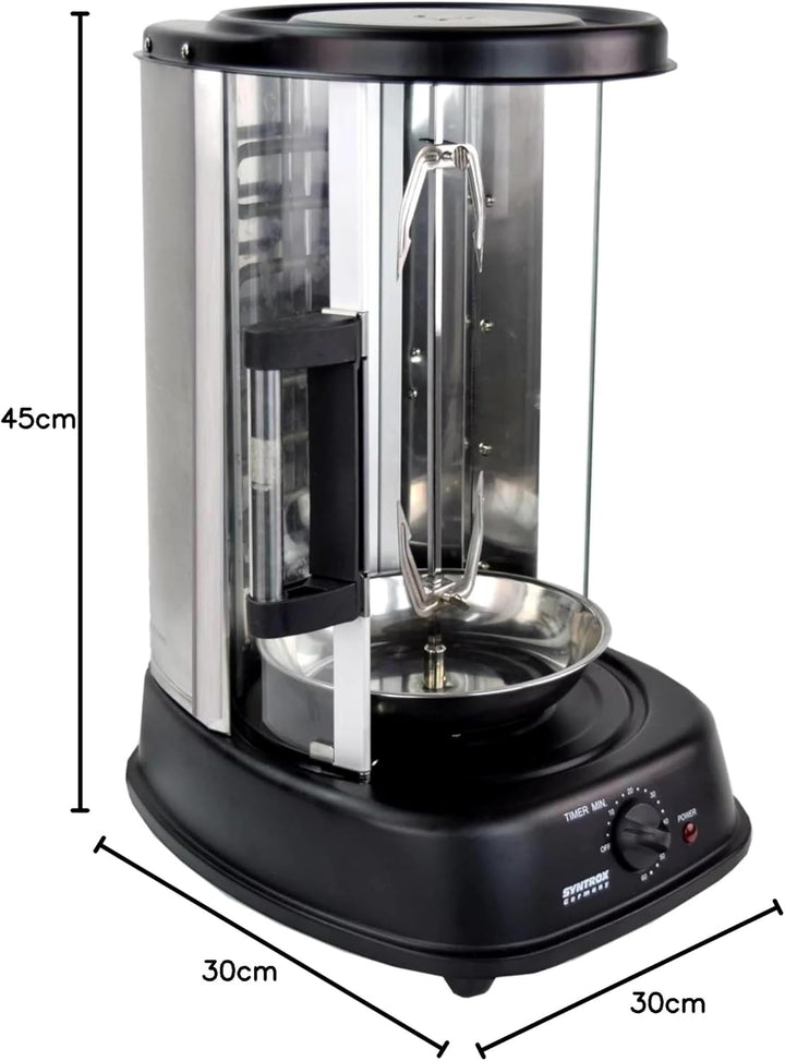 Syntrox Germany Dönergrill Drimexa mit Glastür Gyrosgrill, Hähnchengrill, Drehspiess, Tischgrill Ele