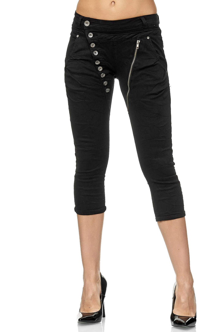 Elara Damen 3/4 Jeans Slim High Waist Capri Hose Chunkyrayan 38 Slim Schwarz Hamburg, 38 Slim Schwar