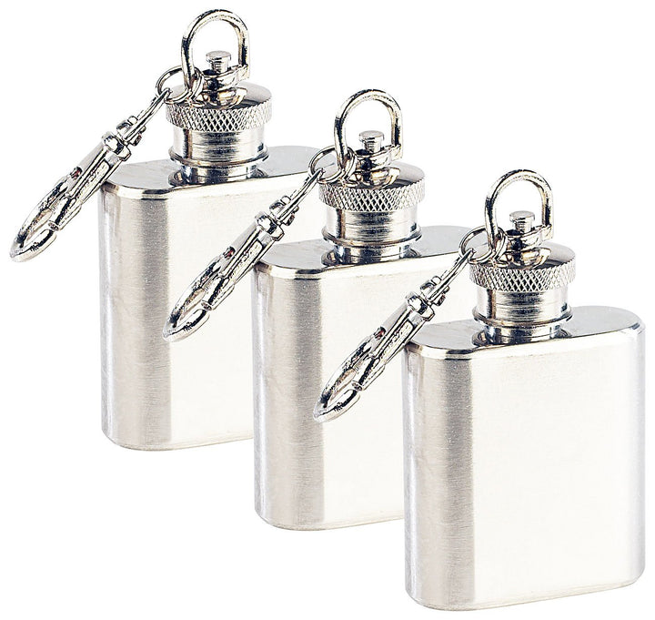 Rosenstein & Söhne Flachmann Mini: Edelstahl-Flachmann mit Schlüsselanhänger (Mini Schlüsselanhänger