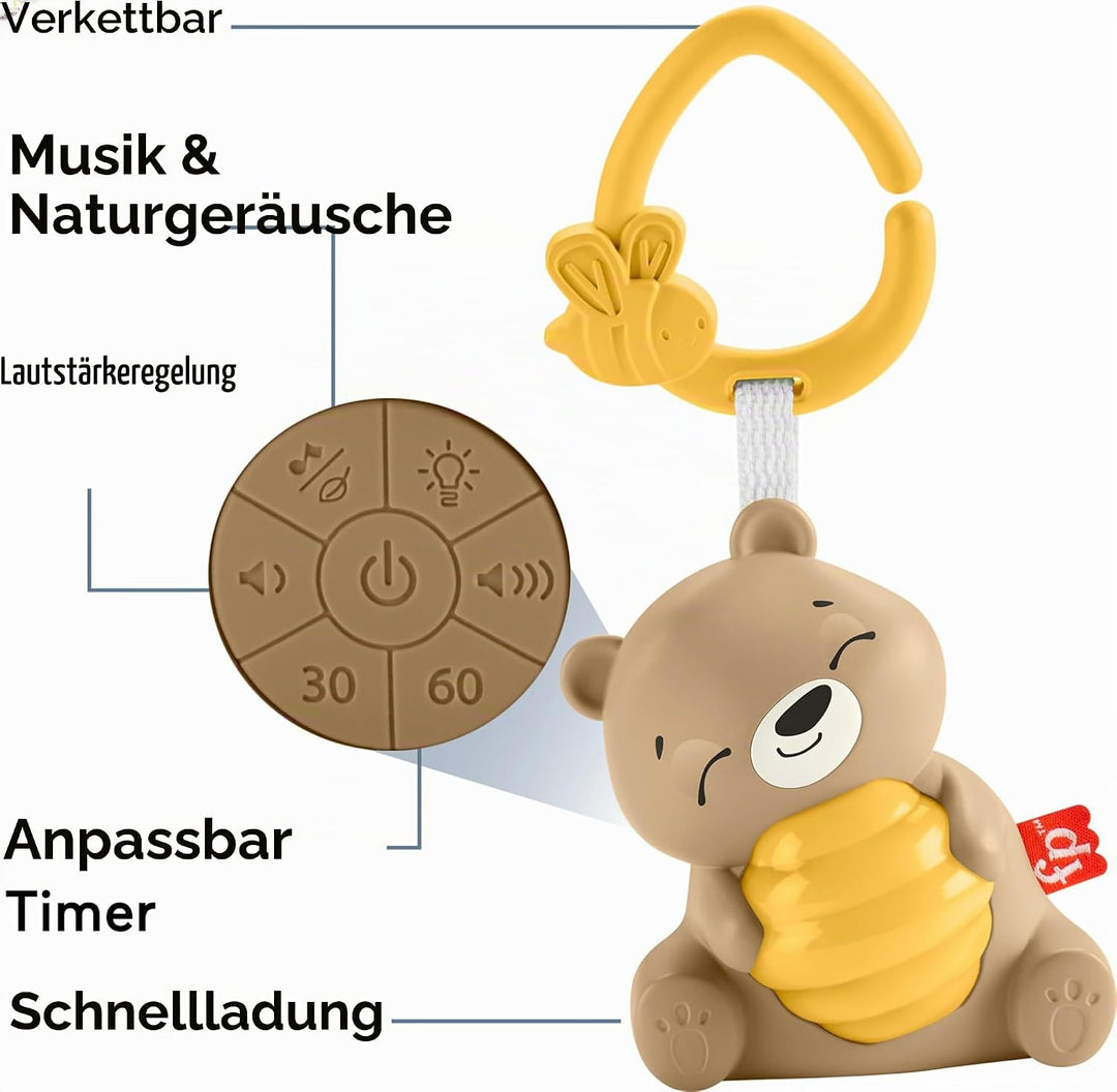 Fisher-Price Beruhigendes Bärchen Spieluhr zum Mitnehmen für Babys mit Nachtlicht und einstellbarem