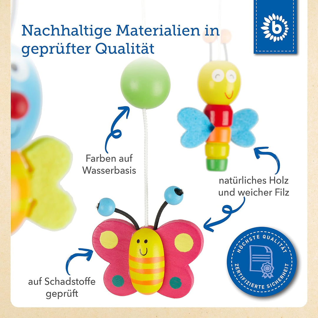 Bieco 3D Baby Mobile Ø ca. 26 cm | Edition Käferchen aus Holz | Mobile Baby Mädchen/Mobile Baby Jung