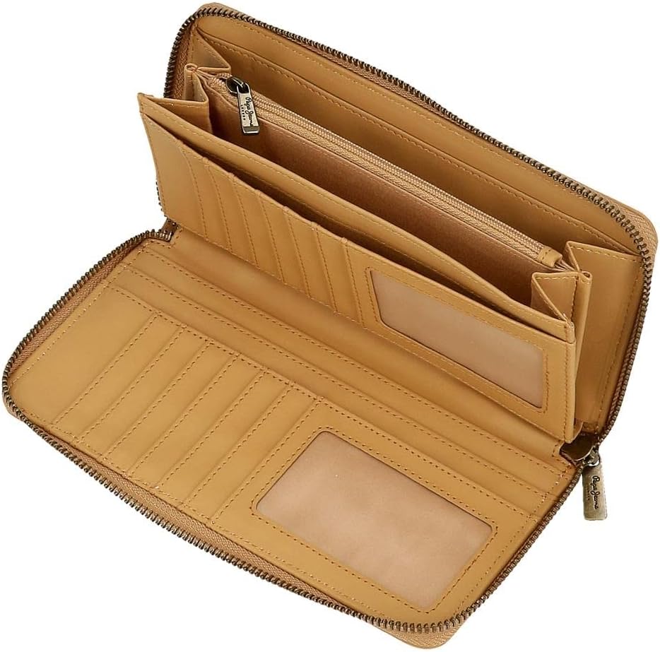 Pepe Jeans Lena Geldbörse mit Kartenhalter Braun 19,5x10x2 cm Kunstleder Braun Aktentasche, Braun Ak