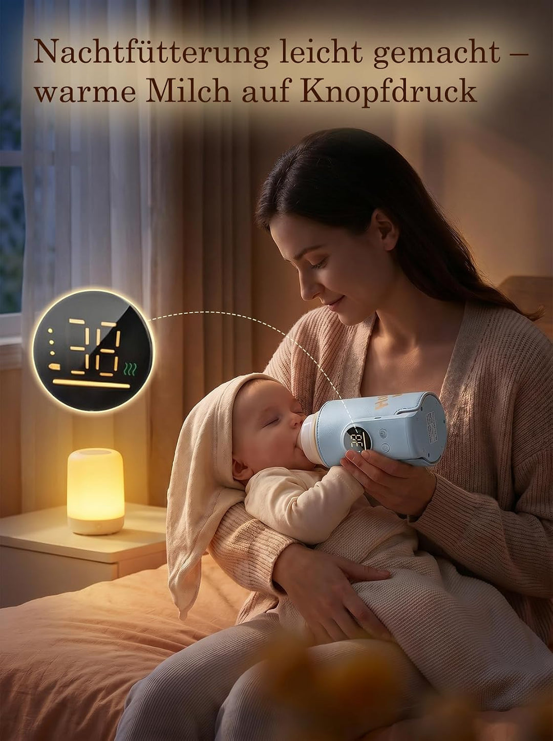 Drahtloses Milchwärmer, mit LED Temperaturdisplay 8000mAh Flaschenwärmer Baby Unterwegs 6 stufige Sc