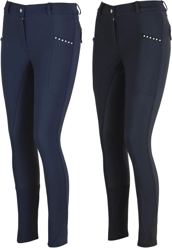 Lazura - Damen Winter Reithose Tatjana | Vollbesatz aus Silikon | Reiterhose mit 2 seitlichen Handyt