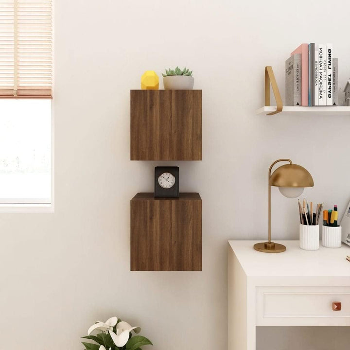 homiuse TV-Wandschrank 2 STK. Braun Eiche 30,5x30x30 cm HäNgende TV-Schrank Tv Schrank HäNgeschrank