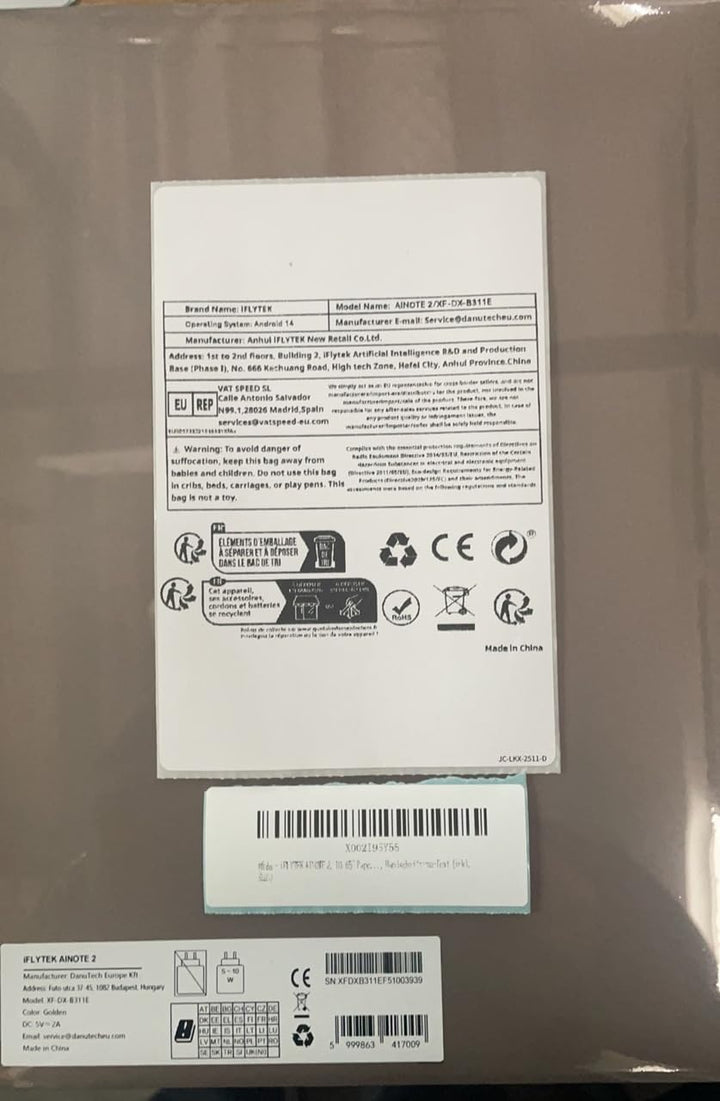 iFLYTEK AINOTE 2, 10.65" Paper-Tablet, KI-Notiztablett für Meetings, ultradünn 4,2 mm, digitales Not