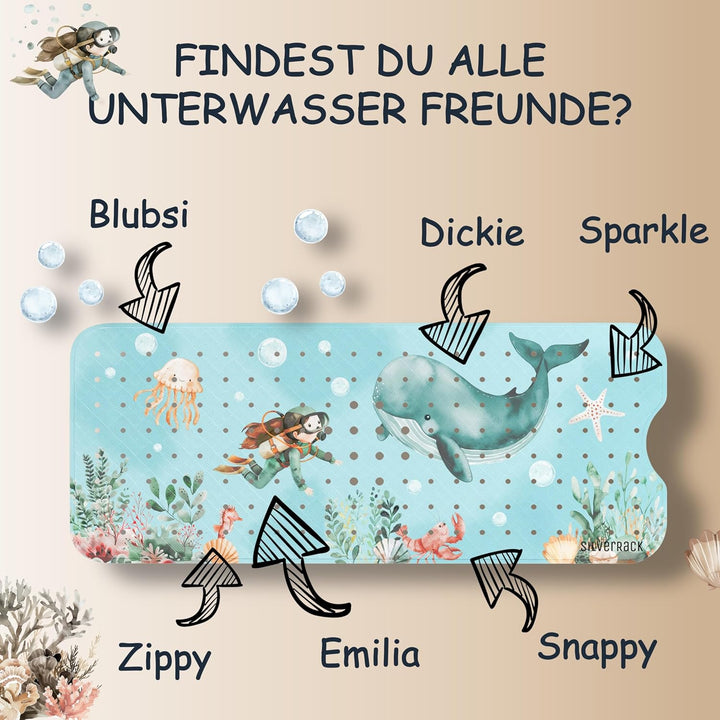Badewannenmatte Kinder rutschfest [100x40cm] - Antirutschmatte Badewanne BPA frei - Badematte Kinder