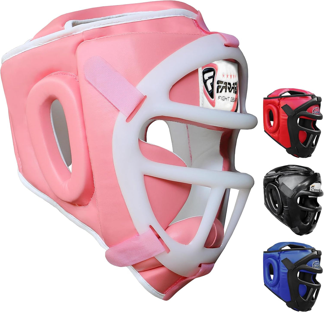 Farabi Sports Kopfschutz Frontbügel Grillschutz Krav MAGA Kickboxen Kopfschutz Pink L, Pink L