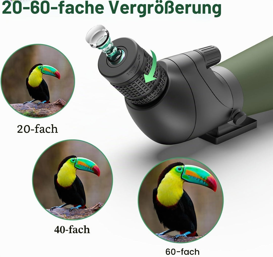 Gosky Spektiv mit Stativ, Tragetasche und Smartphone-Adapter – BAK4 abgewinkeltes Teleskop – wasserd