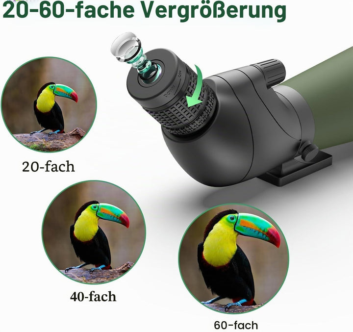 Gosky Spektiv mit Stativ, Tragetasche und Smartphone-Adapter – BAK4 abgewinkeltes Teleskop – wasserd