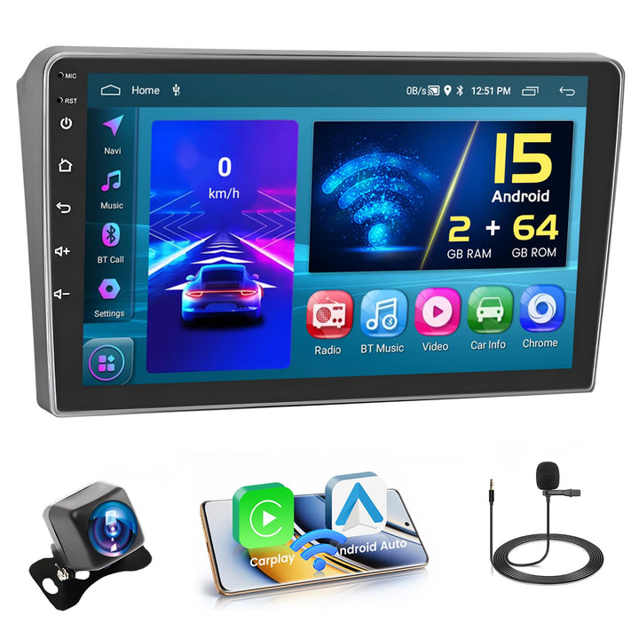 Hikity [2+64GB] Android 15 Autoradio für Peugeot 407 2004-2011 Radio Wireless CarPlay Android Auto 9