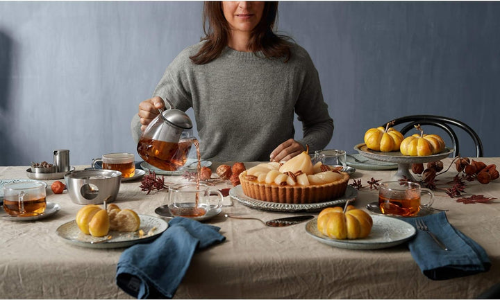 WMF SmarTea Teekanne mit Stövchen Set 3-teilig, Cromargan Edelstahl, Glaskanne 1l mit Siebeinsatz un