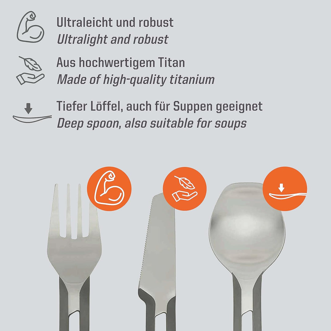 Esbit Titanbesteck, 3-teilig, ultraleicht Silber, Silber