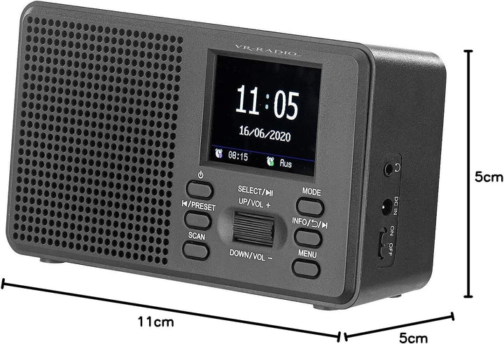 VR-Radio Digital Radio: Mobiles Digitalradio mit DAB+ und UKW, LCD-Farbdisplay, Wecker, 8 Watt (Mobi