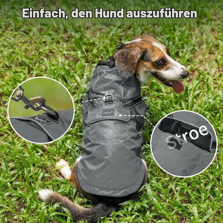 JoyDaog Premium-Regenmantel Mit Kapuze für Mittelgrosse Hunde, Outdoor-Sport, Wasserdichte Regenjack