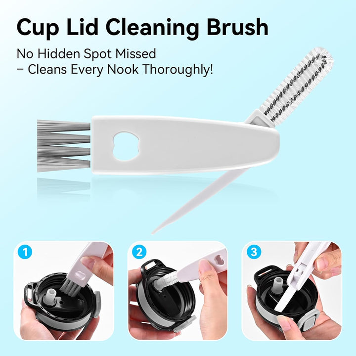 SLUXKE Bottle Brush Set with Straw Cleaner Brush and 3 in 1 Cup Lid Cleaning Brush, Bottle Brush Cle
