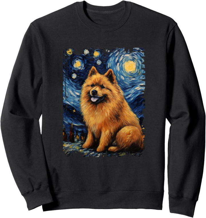 Eurasier Hund Sternennacht Malerei Hund Mama Papa Sweatshirt