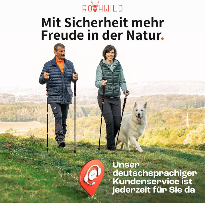 Rothwild Wanderstöcke faltbar – Trekkingstöcke Modell Luchs mit Korkgriff – Länge verstellbar – leic