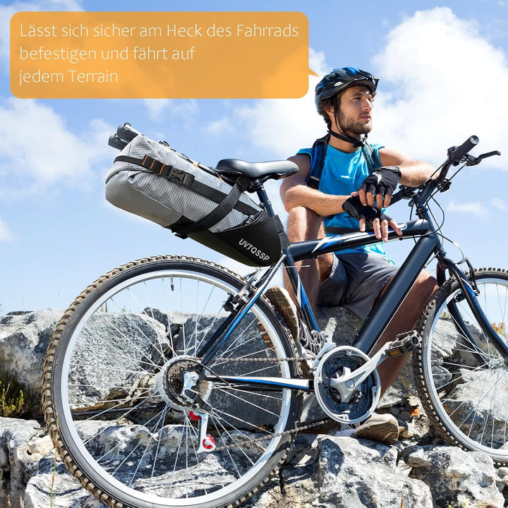 Fahrrad Satteltasche [10 Liter] 100% Wasserdicht -Bikepacking Satteltasche aus TPU-Gewebe für Mounta