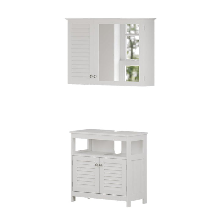 Vicco Badmöbel-Set Riad, Weiss, 60 cm, besteht aus Badspiegel und Waschbeckenunterschrank Set 1, Set