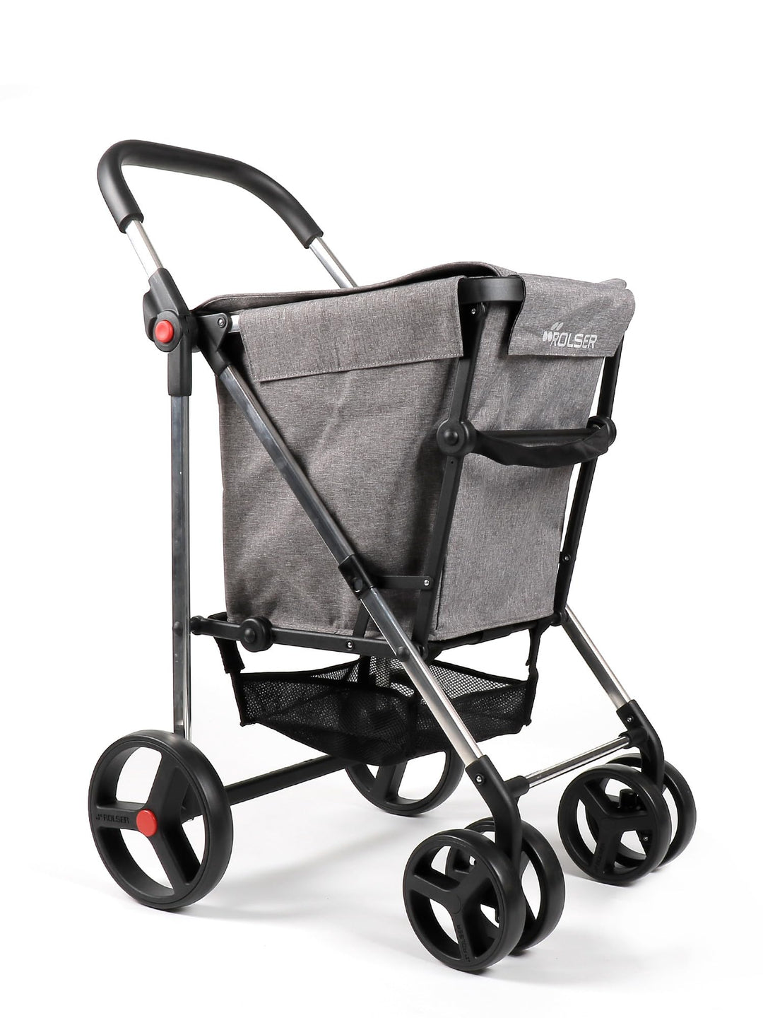 Klappbarer Einkaufstrolley Rolser Basquet Tweed 4 grosse Räder (2 drehbare) - Grau, Grau