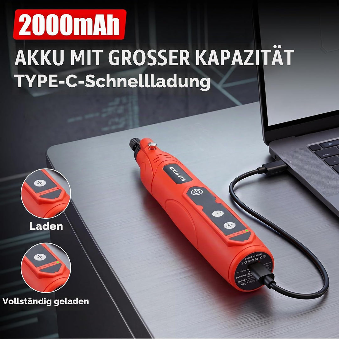 Mini Akku Rotationswerkzeug mit 446 Zubehör, 4V Multifunktionswerkzeug, 5-Gang-Speicherfunktion, mit