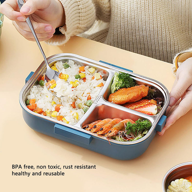 1100 ml Lunchbox, tragbare isolierte Bento-Box aus Edelstahl mit doppellagigem Gitterdesign, grosse