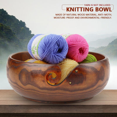 Cikonielf Garnschale aus Holz Handgefertigte Holzgarnschale Woll Schale Wood Yarn Bowl Holzgarnschal