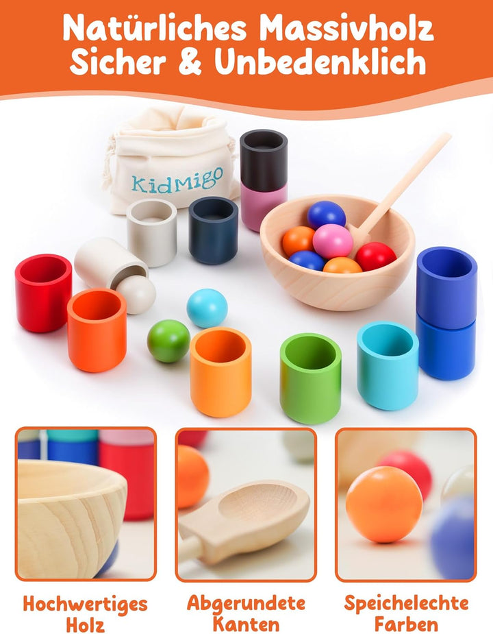 KidMigo Montessori Spielzeug 2 Jahre, Holz Sortier Stapelspielzeug, Montessori Spielzeug Baby, Senso