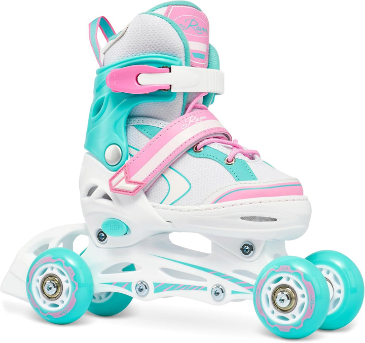 RAVEN 4in1 Inline Skates Triskates Rollschuhe Schlittschuhe Inliner für Kinder Mädchen verstellbar G