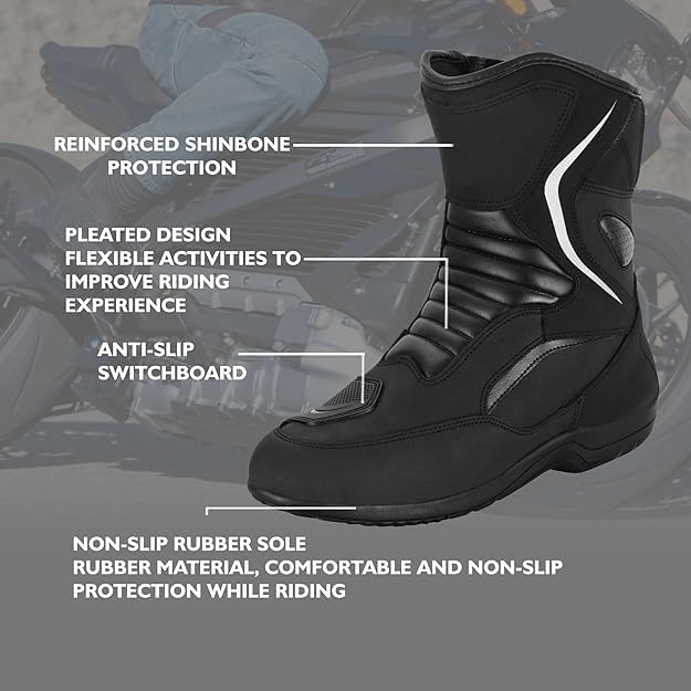 Motorradschuhe für Herren, verstärkte Strassenschuhe, Motorradstossschutz, rutschfeste Sohle, bequem
