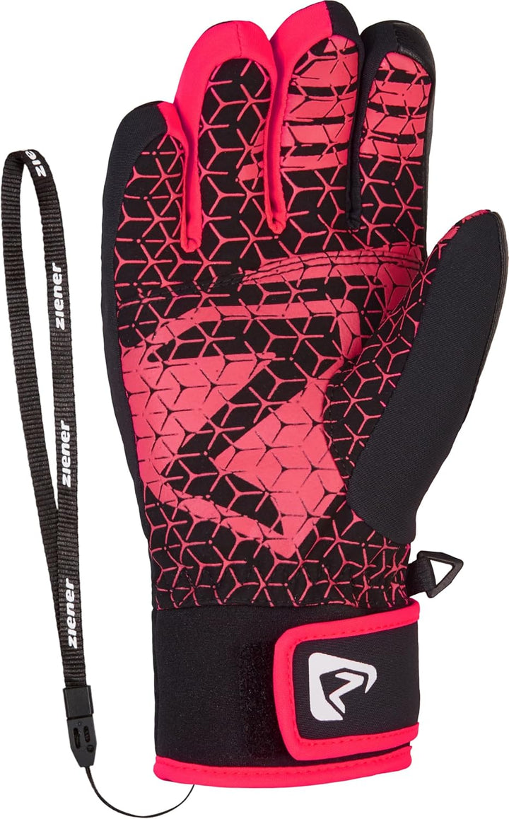 Ziener Jungen Lonzalo Ski-Handschuhe/Wintersport | wasserdicht, atmungsaktiv, Primaloft 4 black.neon