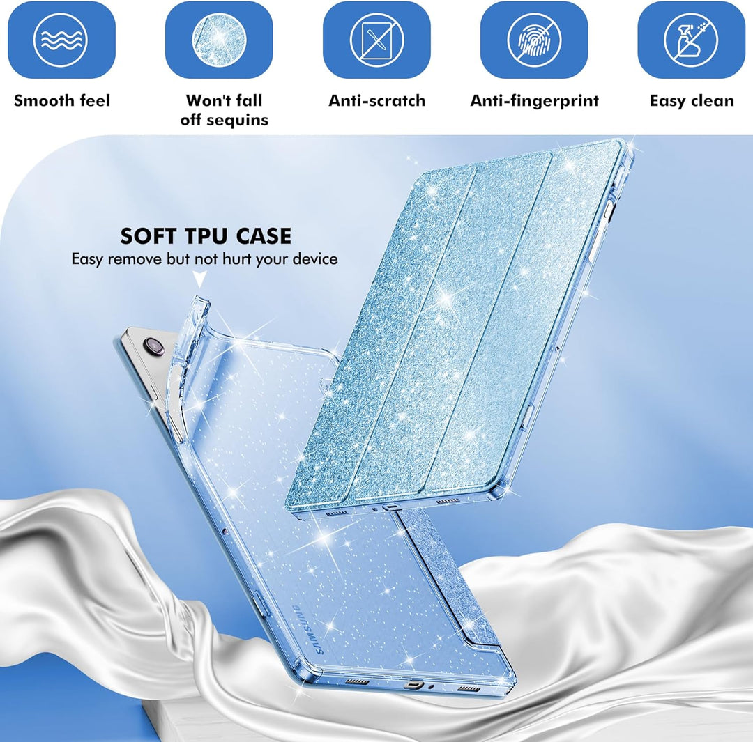 INFILAND Hülle für Samsung Galaxy Tab A11+/A9+11 Zoll (2023/2025),Glitzernde Schutzhülle mit funkeln
