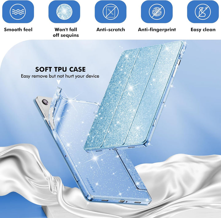 INFILAND Hülle für Samsung Galaxy Tab A11+/A9+11 Zoll (2023/2025),Glitzernde Schutzhülle mit funkeln