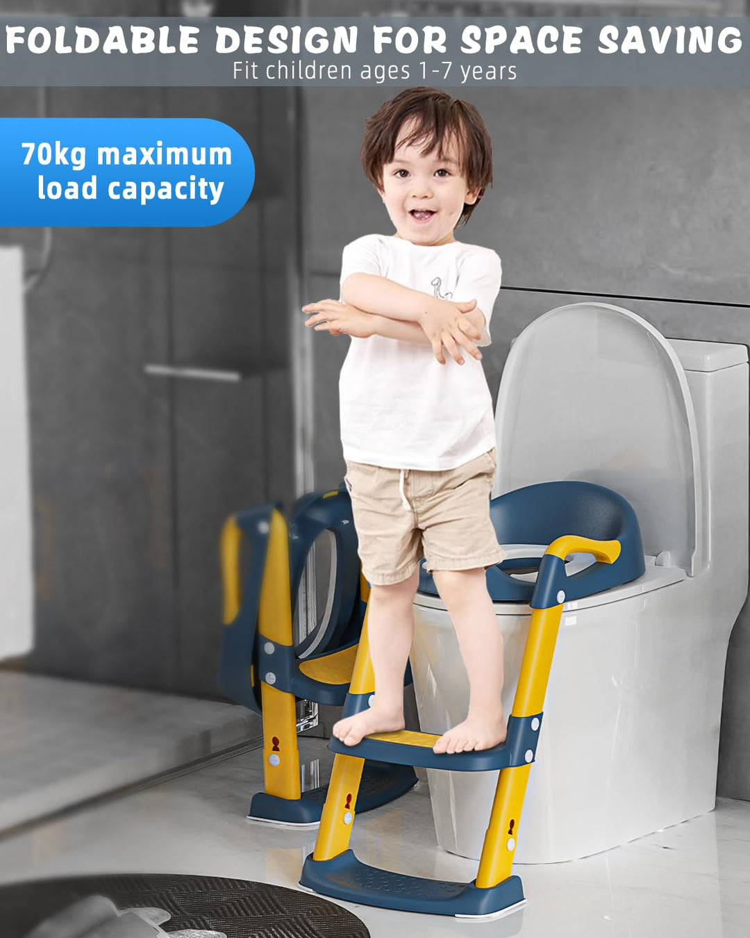 Xespis Kinder Toilettensitz mit Treppe, Toilettentrainer, für Jungen und Mädchen, WC Sitz Kinder mit
