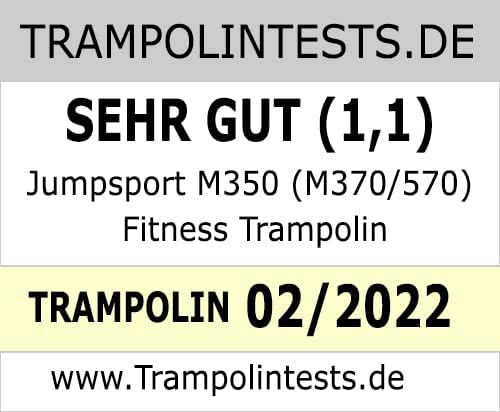 JumpSport Fitnesstrampolin, M350 PRO Premium Minitrampolin mit Einzelgummiseilen, Indoor Trampolin,