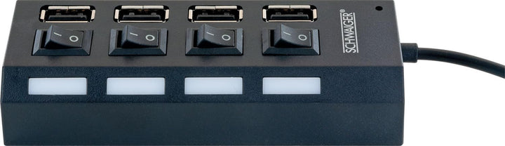 SCHWAIGER UH4 013 USB Hub USB-Verteiler Leiste 4-Fach USB 2.0A HighSpeed 480 Mbit/s Steckerleiste LE