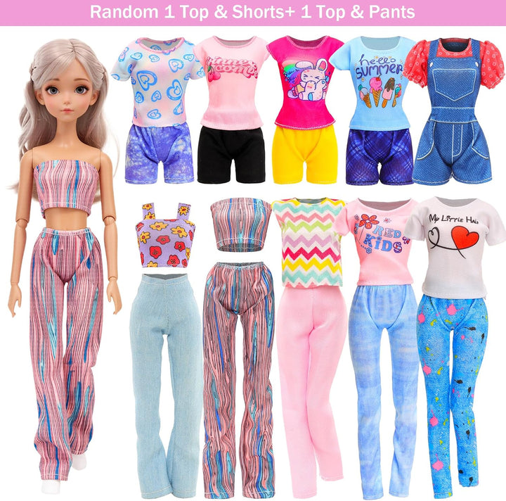 Miunana 110+ Kleidung für Puppen Puppenkleidung Fashion Kleider Tops Bluse Hosen Abendkleider Badena