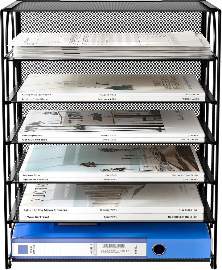 EasyPAG 6 Fächer A4 Metall Büro Schreibtisch Organizer Dokumentenhalter Aktenablage Zeitschriftenhal
