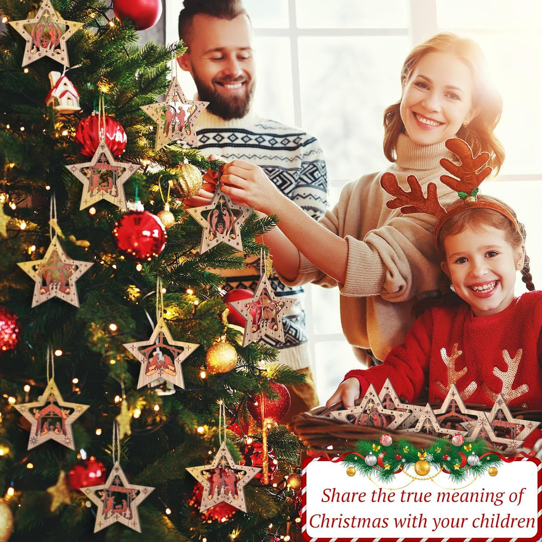 Spiareal Weihnachtskrippen-Ornamente, religiöse, christliche Geschenke, Holz, hängende Ornamente, St