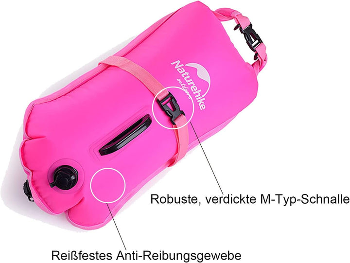 Naturehike Aufblasbarer Trockensack, 18L Wasserdichter Rucksack mit 2 Luftkammern für Open Water Sch