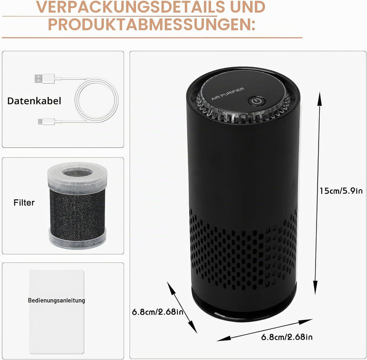 FYY Kleine HEPA Luftreiniger-USB Powered Auto Luftreiniger, Geruchsfrischer mit Farblicht, Reiserauc