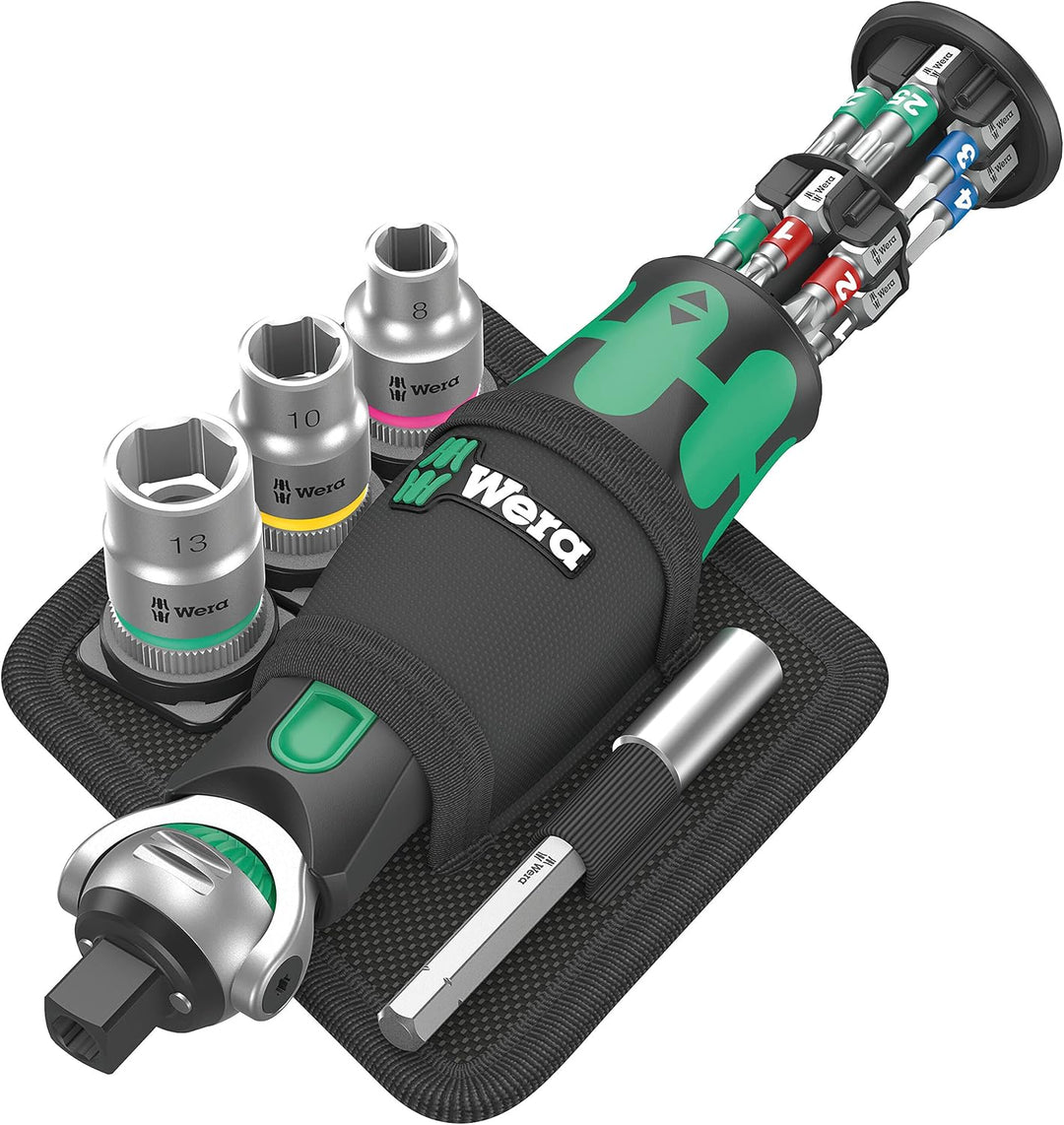 Wera 05004281001 8009 Zyklop Pocket Set 2, Knarren Satz, 18-teilig, Schwarz-grün 8009 Zyklop Pocket