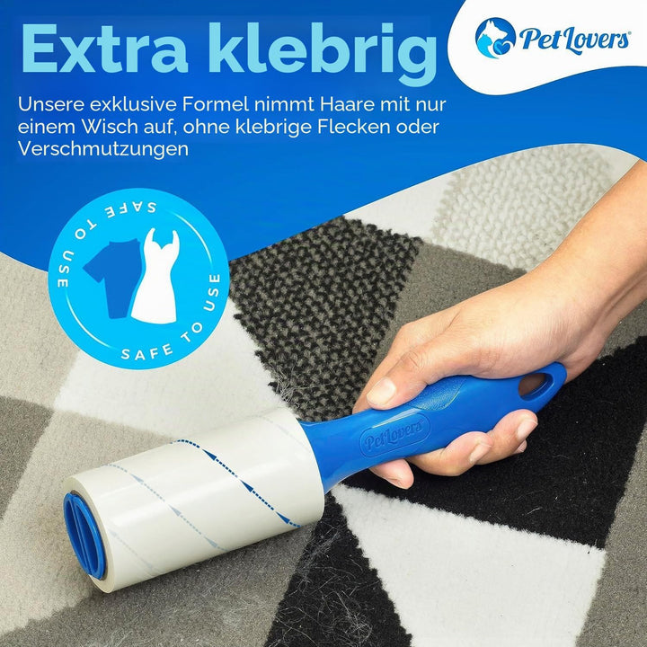 PetLovers Extra klebrige Fusselrolle Mega Value Set 450 Blatt für die Tierhaarentfernung, Hunde- und