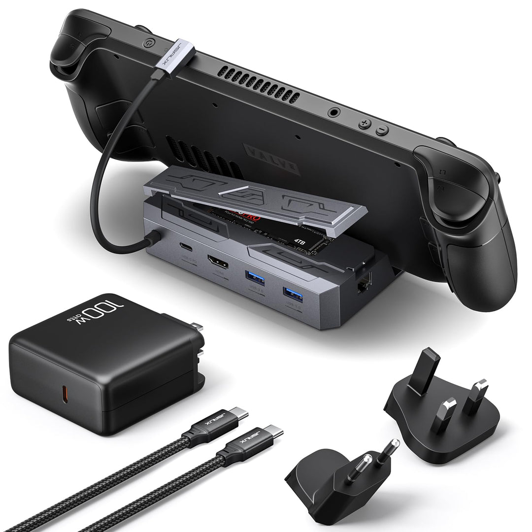 JSAUX M.2 Dockingstation mit PD 100W AC Adapter Ladeset mit HDMI 2.0 4K@60Hz, Ethernet, Dual USB A 3