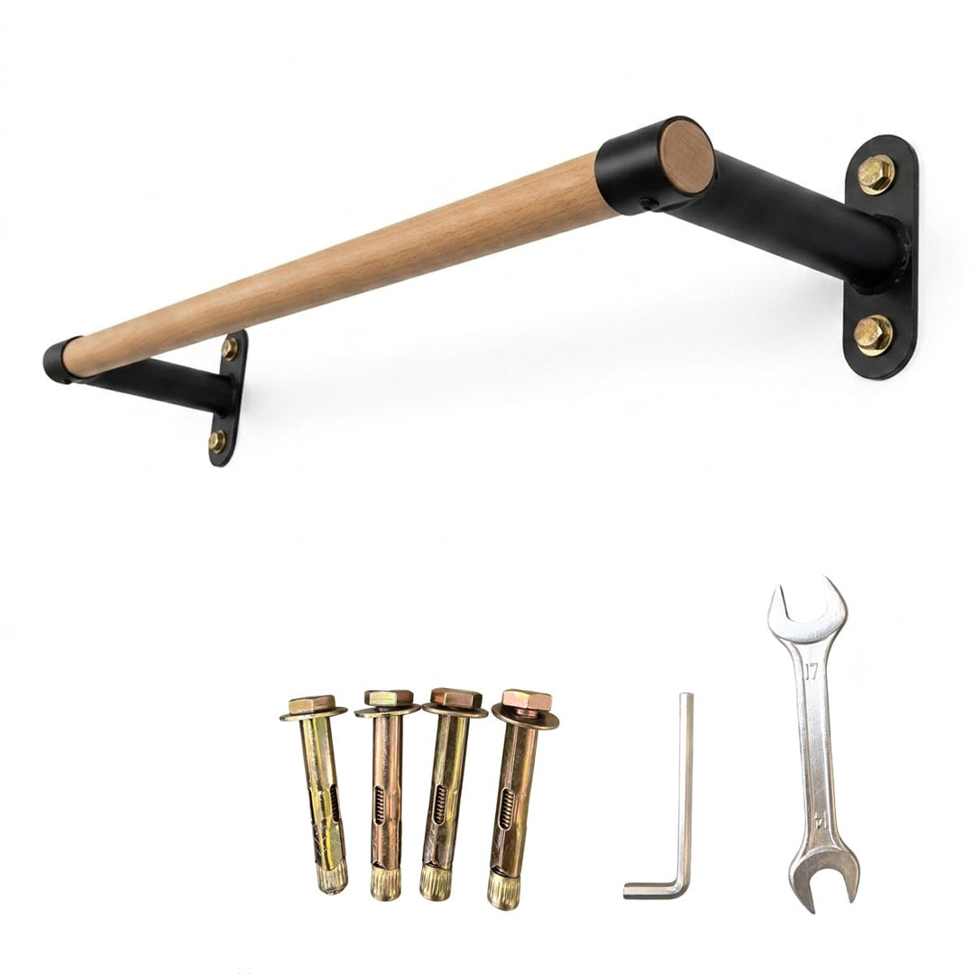 Klimmzugstange Wandmontage aus Holz, 40mm Holzgriff aus Buche, Platzsparende Pull Up Bar für Home Gy