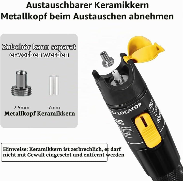 Guakiili 50MW FTTH Glasfasertester, visueller Fehlerorter in Stiftform mit FC-LC-Adapter, Rotlichtst