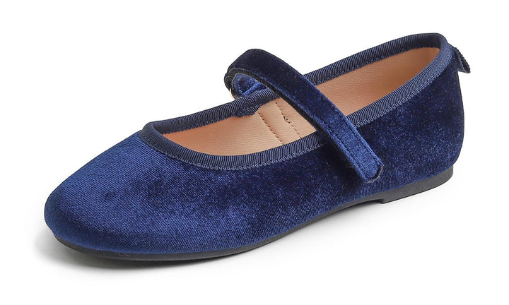 Feversole Girls Velvet Cute Dress, Mädchen süsses Kleid Mary Jane Schuhe weiche Party Urlaub Balleri