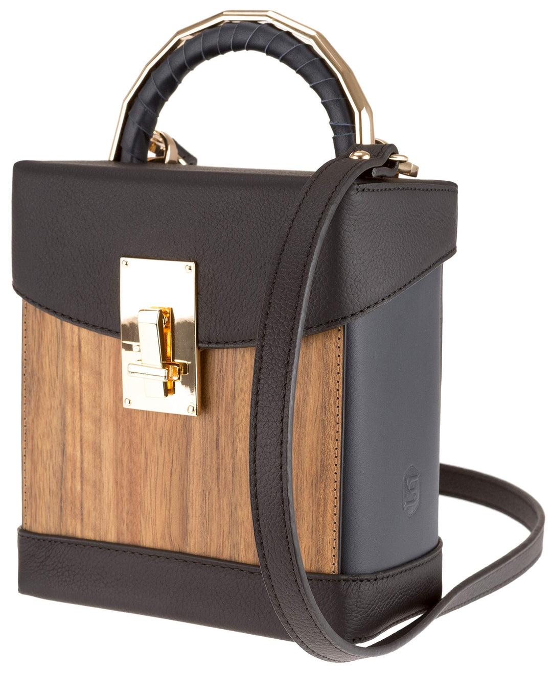 SEBASTIAN STURM Umhängetasche »Lara« | Echtes Holz und Leder | Handtasche Klein Blau / Amazaque, Bla