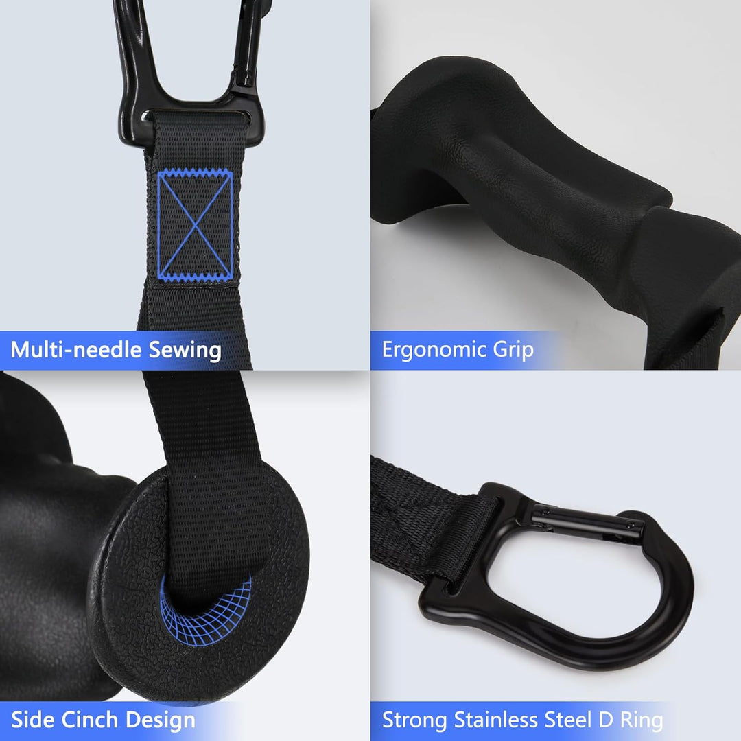 HXD-ERGO 2 Stück Einhandgriff für Widerstandsbänder, Fitnessband Griffe mit Metall D-Ring, Ergonomis
